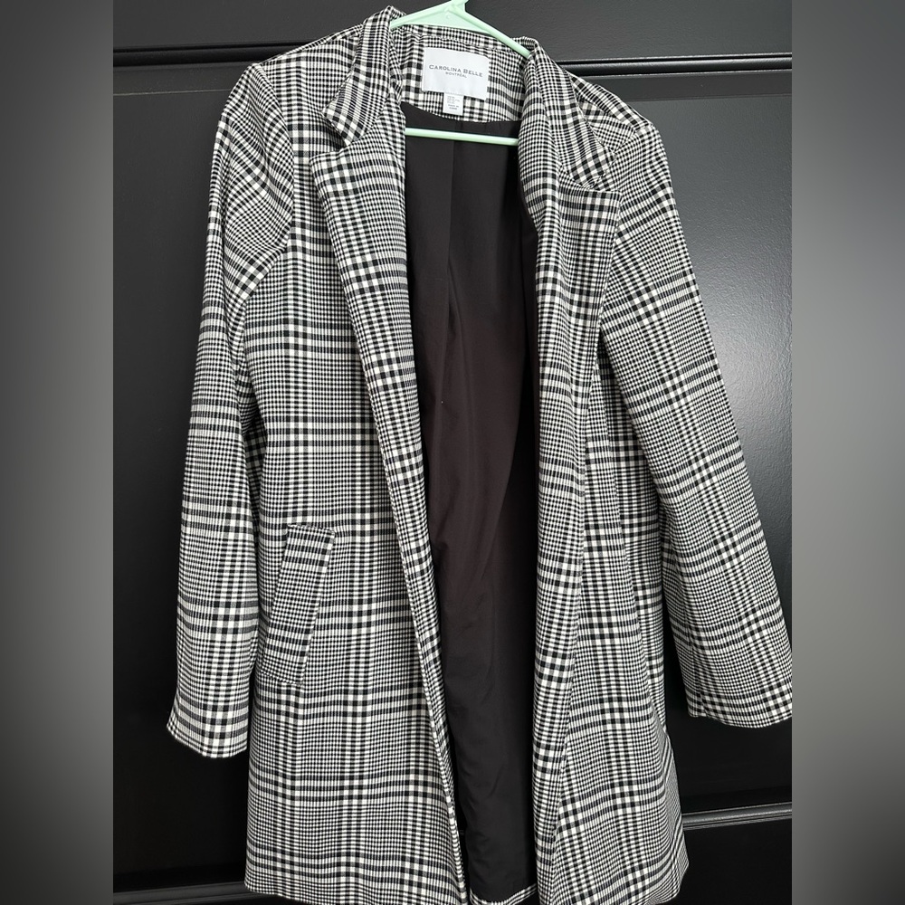 Carolina Belle Black and White Plaid Coat